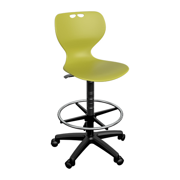 FFL Lab Stool Olive with Caster Wheels