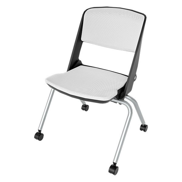 OAR 4-Leg Nesting Chair White Fabric with Caster Wheels