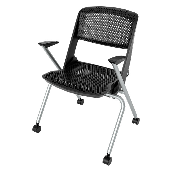 OAR 4-Leg Nesting Chair with Armrest and Caster Wheels