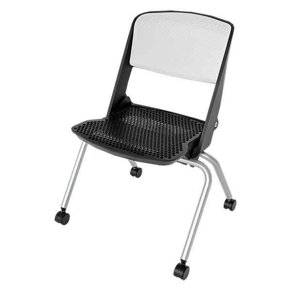 OAR 4-Leg Nesting Chair with Fabric Back and Caster Wheels