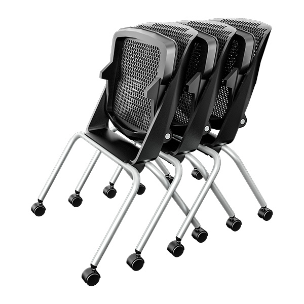 OAR 4-Leg Nesting Chairs Stacked with Caster Wheels