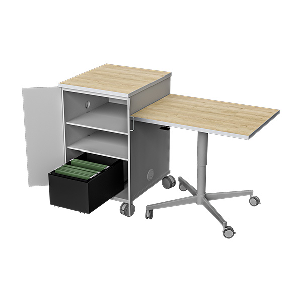 2G2BT Presentation Station with HMU Side Table with Laminated Finish and Caster Wheels