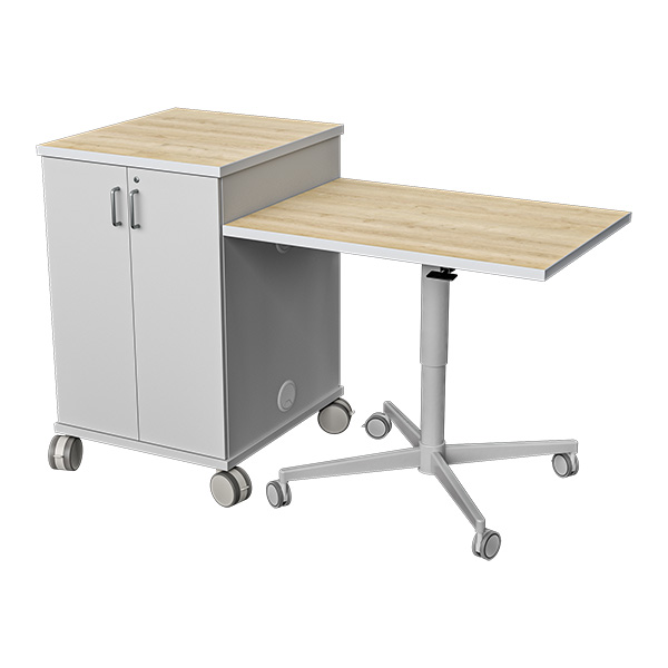2G2BT Presentation Station with HMU Side Table with Laminated Finish and Caster Wheels