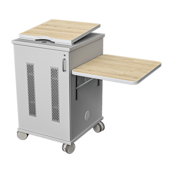 2G2BT Hinge-Top Presentation Station with Side Surface with Laminated Finish, and Caster Wheels