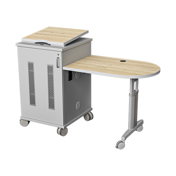 2G2BT Hinge-Top Presentation Station with Side Surface with Laminated Finish and Caster Wheels