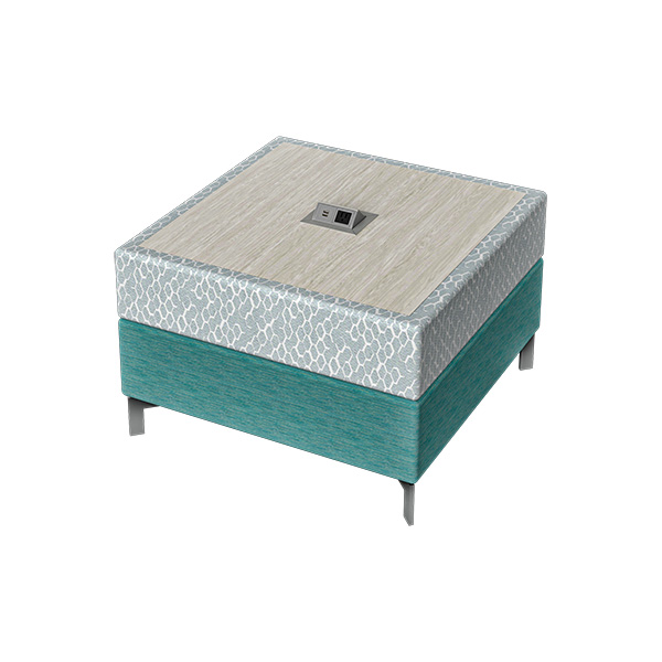 Chameleon Lounge Square Pouf with Laminated Finish and Pop Up Power Unit