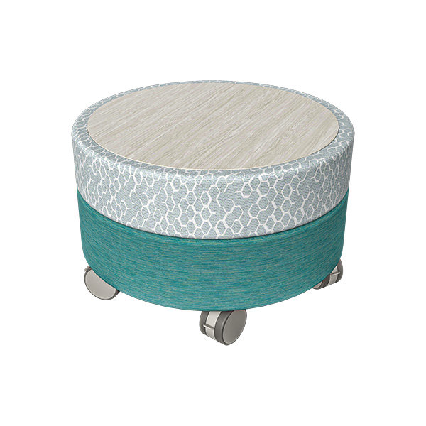Chameleon Lounge™ Round Stool with Laminated Finish and Caster Wheels