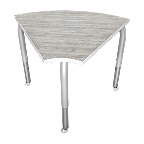 PAL Curved Leg Table with Laminated Finish and Caster Wheels