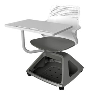 A3+ Student Chair White Charcoal with Tablet Arm