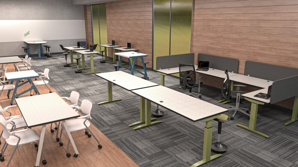 ELV8 Sit-2-Stand Tables & Teacher Stations Design Render