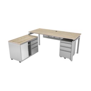 GR8 Tables Teacher Station with Pedestal and Mobile Caddy