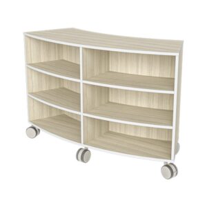 KIO 45° Mobile Curved Bookcase 36H with Casters