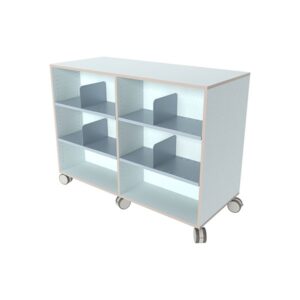 KIO Straight Mobile Bookcase Double Sided with Casters and Metal Shelves