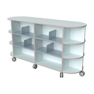 KIO Round End Bookcase 42H with 2 Round Ends, Casters, and Metal Shelves