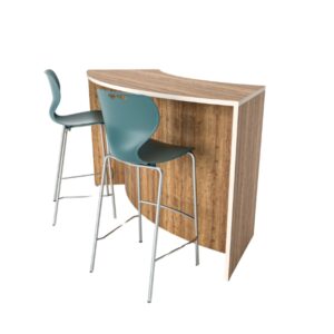 KIO Stationary Bookcase with Countertop and FFL Stools