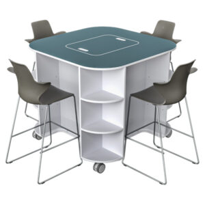 KIO Tinker Table 42H Mobile with Casters and STAR Stools