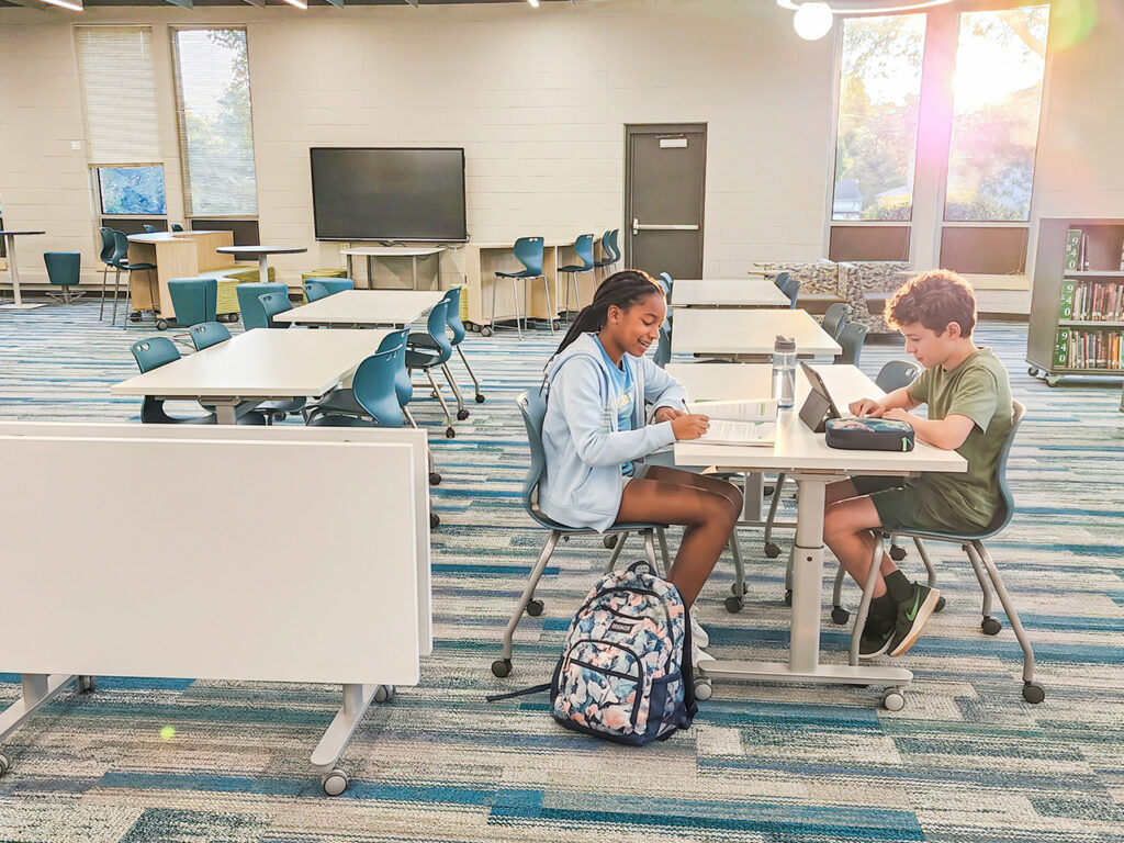 Flexible library instruction space utilizing mobile, nesting OTM tables to maximize ROI.